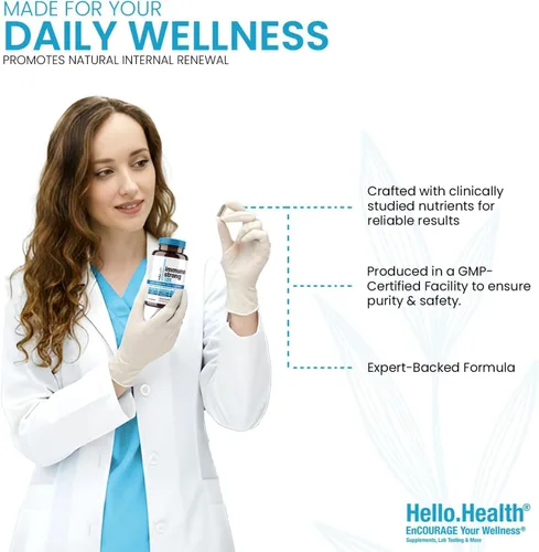 Miniatura 6 de HELLO HEALTH Immunostrong - Vitaminas de apoyo inmunológico diario 9 en 1 con refuerzo inmunológico, orégano, antioxidante calmante de hoja