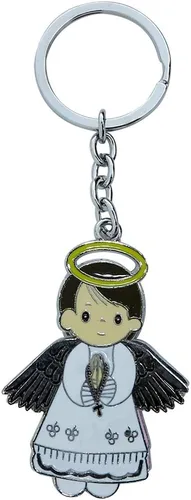 Miniatura 5 de Regalo personalizado de primera comunión (12 piezas) - Llavero de metal de niño ángel blanco, regalo de bautizo para invitados con grabado/bautismo