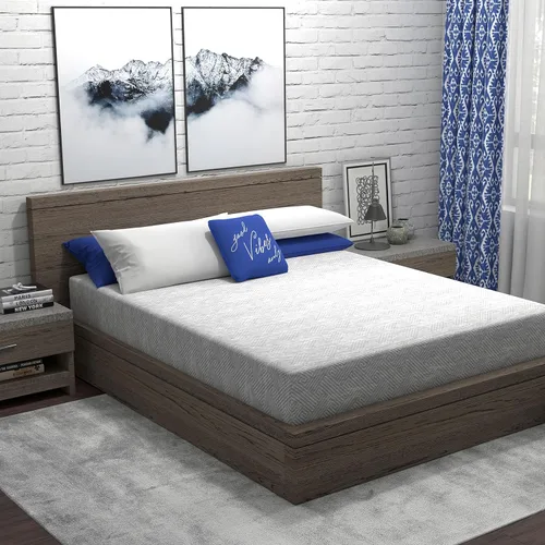 Vibe Colchón de espuma viscoelástica de gel gris jaspeado, certificado CertiPUR-US y Oeko-TEX en paquete ultra pequeño, 10 pulgadas, tamaño