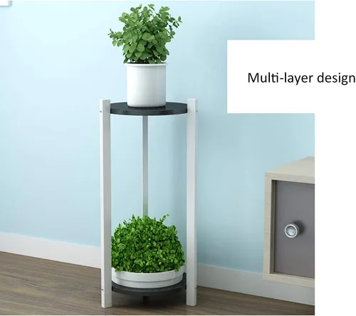 Miniatura 3 de Diseño de doble capa interior de soporte de flores,Soporte de maceta de madera maciza,Sala de estar Balcón Planta Soporte impermeable a prueba