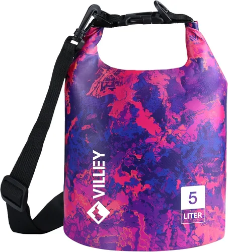 Bolsa seca impermeable VILLEY de 5L con tapa enrollable, mantiene el equipo seco, saco ligero para kayak, navegación, camping, natación y aventuras