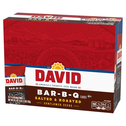Miniatura 6 de DAVID Semillas de girasol, sabor Bar-B-Q, aperitivo de béisbol para el día del padre, 1.625 onzas (paquete de 12)