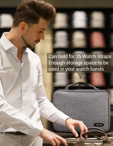 Miniatura 3 de Wearlizer Funda de almacenamiento para correa de reloj con capacidad para 35 correas, bolsa organizadora portátil compatible con Apple Watch, pin