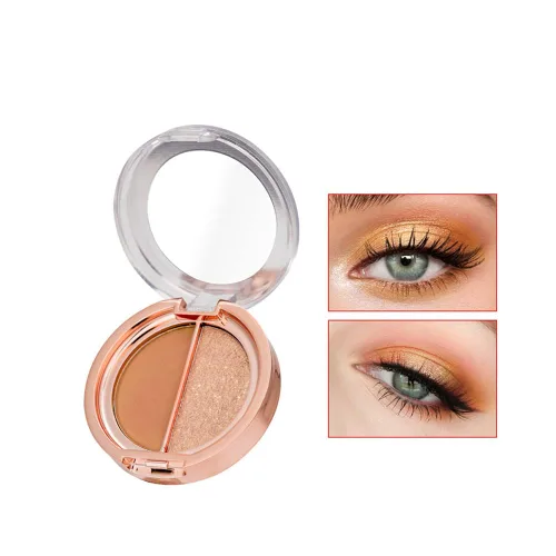Miniatura 8 de Sombra de ojos de doble color, paleta de maquillaje de ojos de alto pigmento, polvo de sombra de ojos mate con brillo metálico, maquillaje de ojos