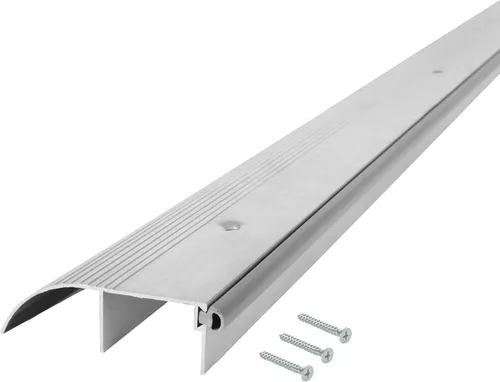 Miniatura 5 de M-D Building Products 69694 3-1/4 pulg. x 1 pulg. x 36 in. Aluminio plateado y vinilo de alto perfil comercial umbral de puerta de salida comercial