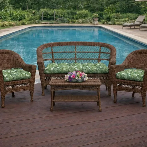 Miniatura 51 de RSH DECOR: Sunbrella 3-Piece Tufted Wicker Cushion Set 44" x 22" & 22" x 22" Outdoor Loveseat & U-Shaped Seat Cushions Crafted with
