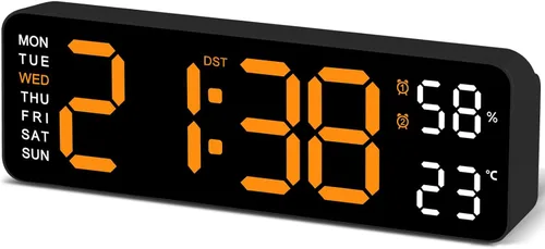 Miniatura 11 de JoFomp Reloj de pared digital con pantalla grande, relojes de pared LED de 9 pulgadas para decoración de sala de estar, reloj digital
