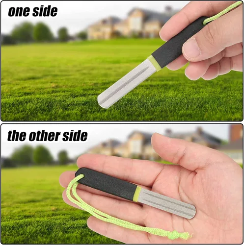 Miniatura 5 de Skylety 2 piezas de archivos de gancho afilador de gancho para pesca de diamante con mango portátil de doble cara grano fino y medio para pesca