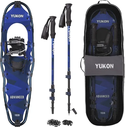 Yukon Charlie's Kit avanzado de raquetas de nieve, incluye raquetas de nieve, bastones de senderismo y bolsa de viaje