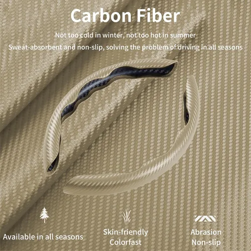 Miniatura 4 de Funda para volante de fibra de carbono, juego de 2 piezas antideslizante con agarre cómodo, diseño de mariposa segmentada, fácil instalación a
