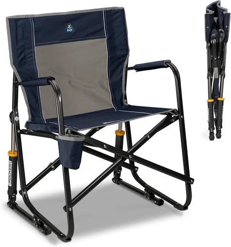 GCI Outdoor Freestyle Rocker - Silla mecedora plegable portátil con reposabrazos sólidos y duraderos, soporte para bebidas y respaldo cómodo, color