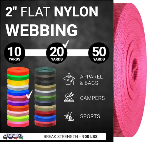 Miniatura 38 de Strapworks - Correa de nailon resistente de 2 pulgadas para cinturón, mochila, correa, collar, correa de perro, sujeción y más, 9, 18 o 45.7 metros