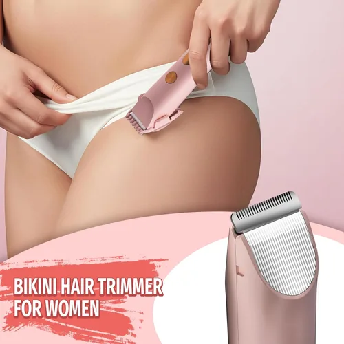 Miniatura 4 de Recortadora de bikini para mujer, afeitadora eléctrica 2 en 1 para mujer, afeitadora eléctrica recargable, para uso húmedo y seco Rosa