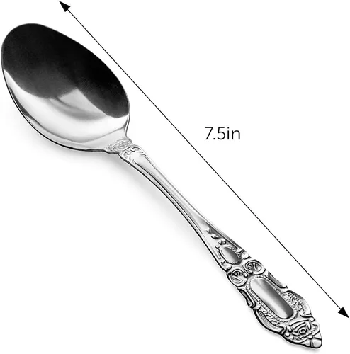 Miniatura 2 de DecorRack 12 cucharas de cena, cucharas de acero inoxidable de grado alimenticio, 7.5 pulgadas, cubiertos para el hogar, restaurante, lavavajillas