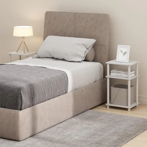 Miniatura 10 de Furinno Just Turn-N-Tube - Mesita de noche de almacenamiento abierto, 1 paquete, 3 niveles, blanco/blanco