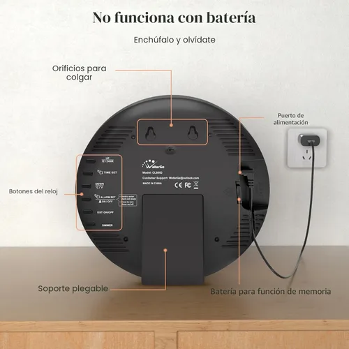 Miniatura 8 de WallarGe Reloj de pared digital grande con pantalla LED, reloj de pared eléctrico con temperatura, DST automático, fecha y día, brillo de 5 niveles