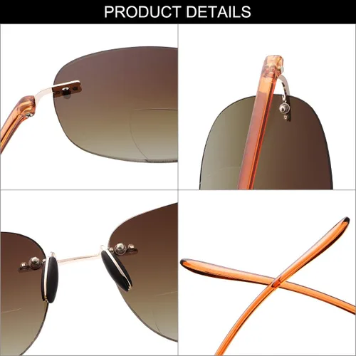 Miniatura 2 de K.LAVER Lentes de lectura bifocales sin montura para lectores con protección UV para hombres y mujeres