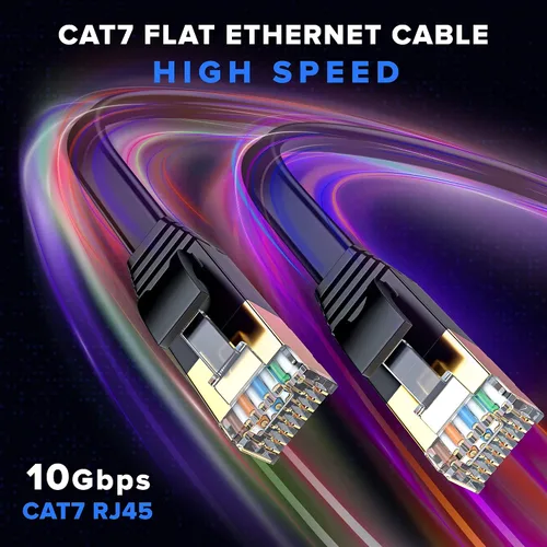 Miniatura 6 de Cable Ethernet Cat 7 de 1.5 pies, con un diseño plano que ahorra espacio, cable de conexión de Internet y red LAN de alta velocidad, conectores