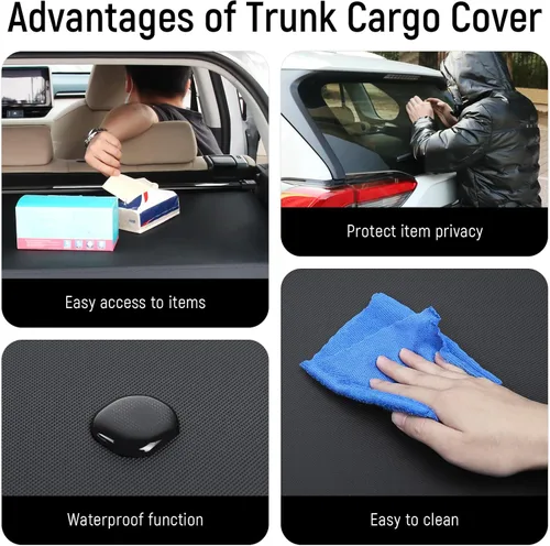 Miniatura 5 de Cubierta de carga compatible con Toyota RAV4 2018 2017 2016 2015 2014 2013, accesorios de lona de textura retráctil, cubierta de maletero, protector
