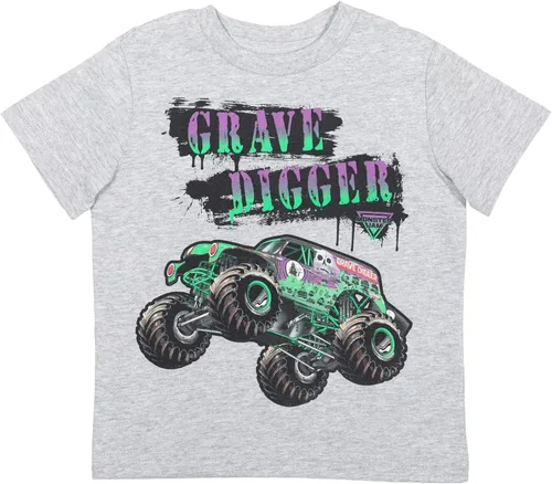 Miniatura 3 de Monster Jam El Toro Loco Zombie Maximum Destruction - Paquete de 4 camisetas gráficas para niños pequeños a grandes, Carbón, azul marino