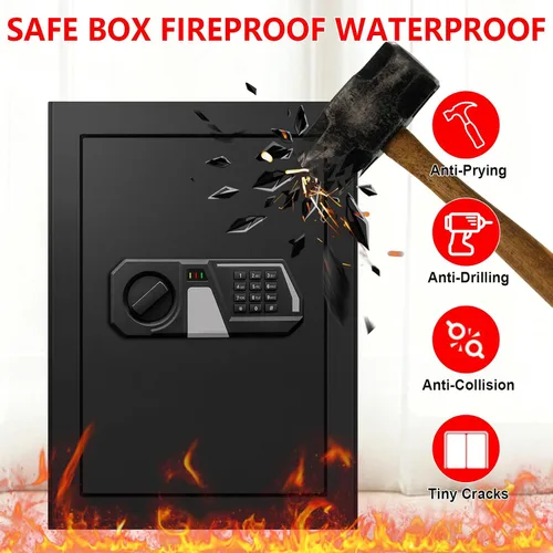 Miniatura 3 de Cajas fuertes grandes de 3.4 pulgadas para uso doméstico, caja de seguridad digital para el hogar, impermeable, con teclado programable, llaves