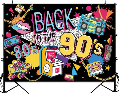 Miniatura 2 de Sensfun Back to The 80s 90s Backdrop Hip Hop Graffitti I Love The 80's 90's Fondos de fotos para adultos Decoración de fiesta de cumpleaños Retro