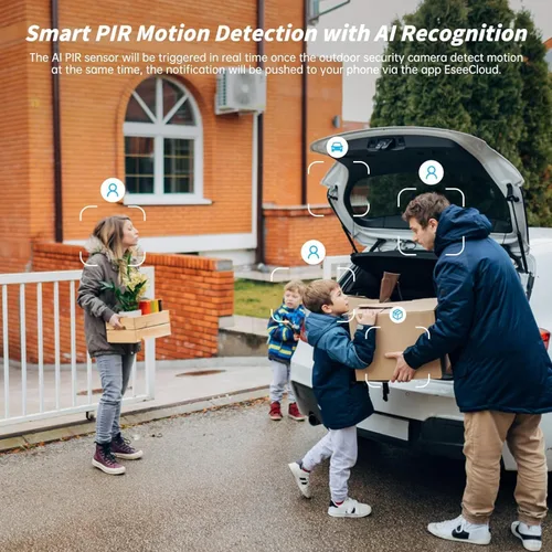 Miniatura 4 de Cámaras de seguridad inalámbricas para exteriores, cámara WiFi alimentada por batería 2K con detección de movimiento AI, alarma de sirena de foco