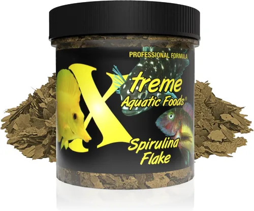 Xtreme Spirulina Flakes - Dieta herbívora equilibrada para peces tropicales y marinos, salud mejorada, colores vibrantes, cultivada en granja de EE.
