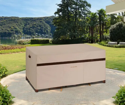 Miniatura 6 de Funda para Juego de Mesa y Sillas de Patio Rectangular 109" de Largo, Fundas Impermeables para Muebles de Exterior 600D, Duraderas, Resistente a