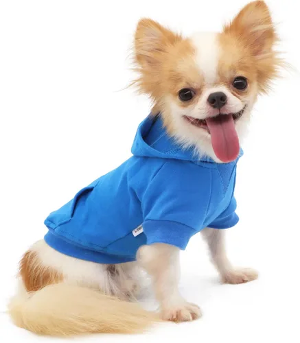 Miniatura 13 de LOPHIPETS Sudadera ligera de algodón para perros pequeños – Sudadera con capucha para chihuahuas, cachorros y razas en miniatura - Azul/XS