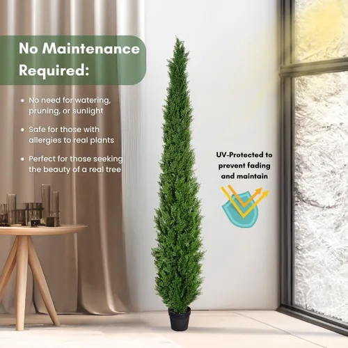 Miniatura 4 de Árbol de cedro artificial de hoja perenne premaceado de 8 pies para decoración de porche delantero, decoración de entrada al aire libre, árboles