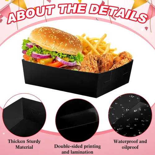 Miniatura 4 de Uiifan 50 bandejas de papel extra grandes de 5 libras desechables para alimentos, barco, nachos, bandejas para servir aperitivos, resistentes a