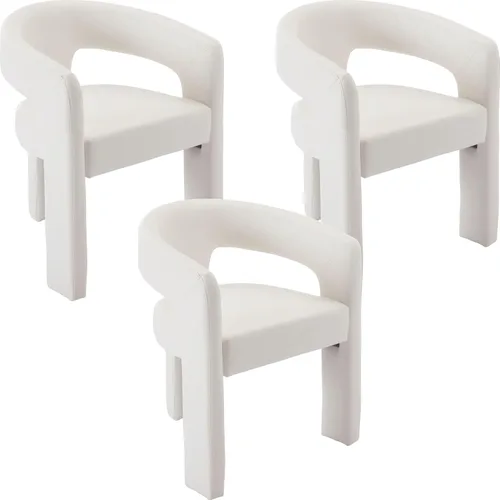 Miniatura 18 de BESTANO Sillas de comedor modernas tapizadas en terciopelo de vellón con respaldo abierto, lindas sillas laterales de barril, sillas de cocina