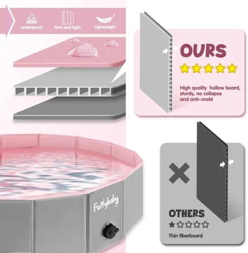 Miniatura 3 de Furrybaby Piscina para perros, piscina infantil plegable de plástico duro para perros grandes, portátil para mascotas, para nadar