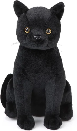 HyDren Peluche de gato negro de Halloween de 13 pulgadas, animal de peluche realista de gato suave y lindo, almohada de juguete, regalos para niños