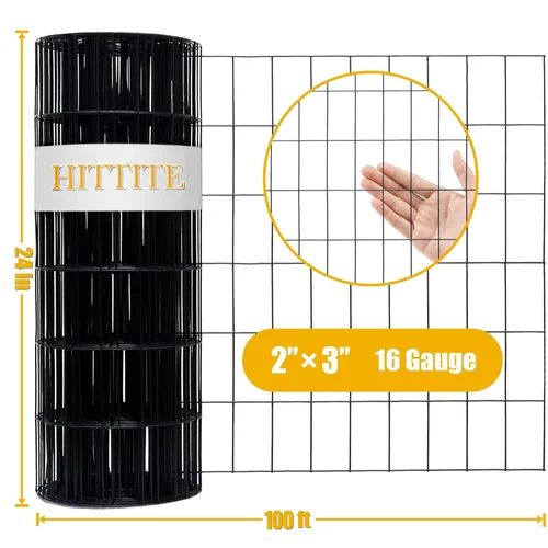 Miniatura 2 de Valla de alambre soldada con revestimiento de PVC negro, 24 pulgadas de alto x 100 pies de largo, rollo de valla de borde de jardín 16GA de 2 x 3