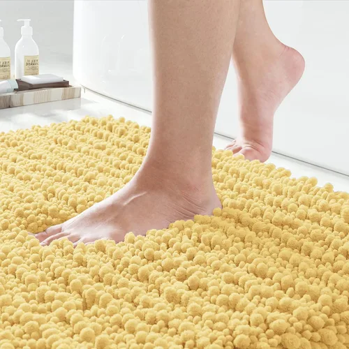 Miniatura 33 de Yimobra Alfombras de Baño Antideslizantes Lavables - Alfombra de Baño de Chenilla Ultra Suave Absorbente, Alfombra Peluda de Secado Rápido para Negro