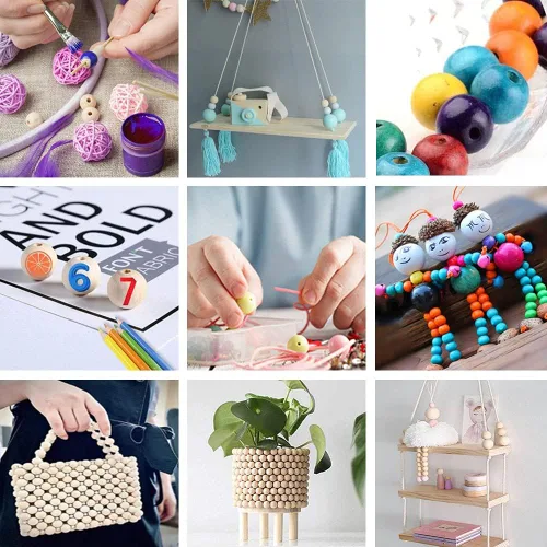 Miniatura 22 de 100 cuentas de madera natural de 0.984 in, cuentas espaciadoras de madera sin terminar de 1 pulgada, bolas redondas para hacer manualidades