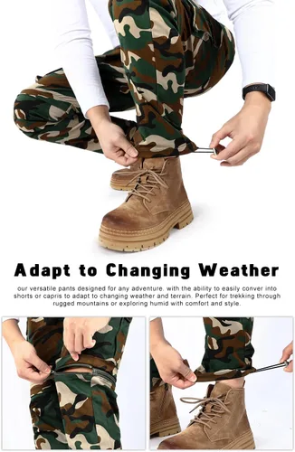 Miniatura 3 de Pantalones convertibles de senderismo al aire libre para hombre, pantalones deportivos de carga elásticos para hombre, pantalones tácticos de pesca