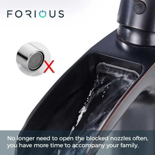 Miniatura 4 de FORIOUS Grifo de baño de bronce aceitado con un solo agujero, grifo de lavabo de baño de una sola manija de 1 o 3 agujeros con drenaje desplegable