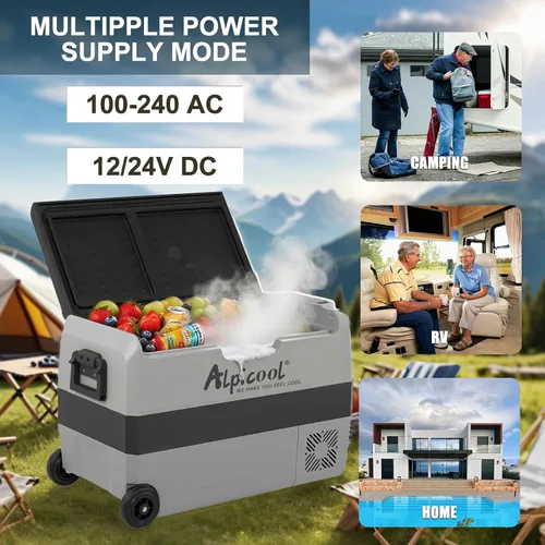 Miniatura 8 de Alpicool T50 Control de temperatura dual de 12 voltios, refrigerador portátil de 53 cuartos para coche, congelador (-4 °F ~ 68 °F) para camión, RV
