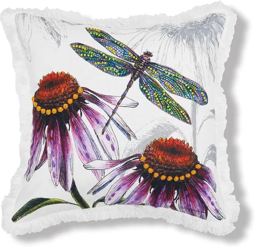 C&F Home Cojín de 18 x 18 pulgadas, estampado floral botánico de libélula floral y adornado, decoración de Pascua, hogar, sala de estar, sofá,