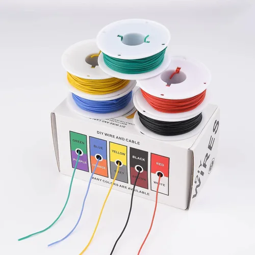 Miniatura 10 de Cable eléctrico de 20AWG, cables de silicona flexibles, cable trenzado de cobre estañado calibre 20, diámetro exterior: 1,8 mm, 5 colores, 19,6