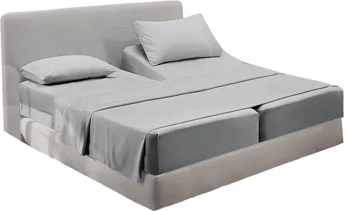 Miniatura 6 de PURE ECO Juego de sábanas de algodón natural, 5 piezas, tamaño King dividido, color beige, calidad suave, bolsillo profundo de 16 pulgadas, juego