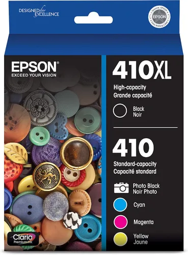 Miniatura 2 de Epson 410 Claria - Paquete combinado de cartuchos de color negro y estándar de alta capacidad (T410XL-BCS) 410 Claria de tinta premium, capacidad