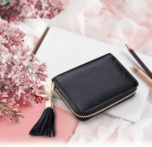 Miniatura 5 de Billetera pequeña para tarjetas de crédito para mujeres RFID con purpurina linda portadora de tarjetas de crédito carteras para mujeres