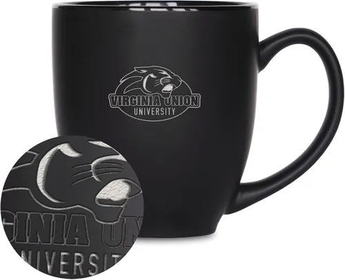 Miniatura 234 de Rico Industries - Taza de cerámica mate negra con grabado láser estándar de 15oz para NCAA (escuelas T & U) - Para bebidas calientes o frías
