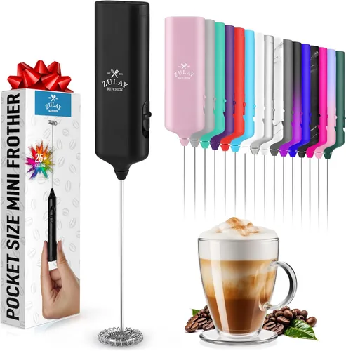 Miniatura 13 de Varita de espumador de leche mini y potente – Potente espumador de café de mano, mezclador de bebidas operado con batería – Tamaño de bolsillo Azul