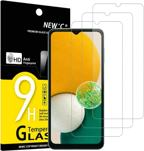Miniatura 21 de NEW'C Paquete de 3 protectores de pantalla de vidrio templado diseñados para Samsung Galaxy A12, Galaxy A02s, resistente a los arañazos, sin