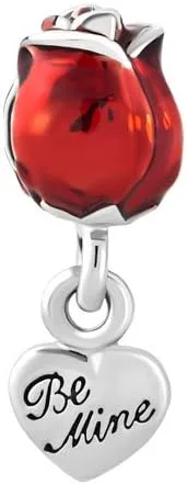 Miniatura 3 de Be Mine - Dije de corazón de rosa roja para esposa, novia, compatible con pulseras Pandora